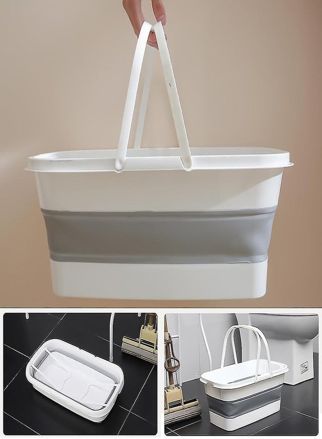 Wishbone Collapsible Mop Bucket Rectangular Water Storage Basket Portable Folding Wash Basin for Hiking Camping Fishing Gardening Car Washing Outdoor Travel Cleaning Water Container - Image 3